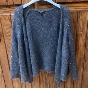 Eileen Fisher Charcoal Gray Sequin open 
Cardigan size XL